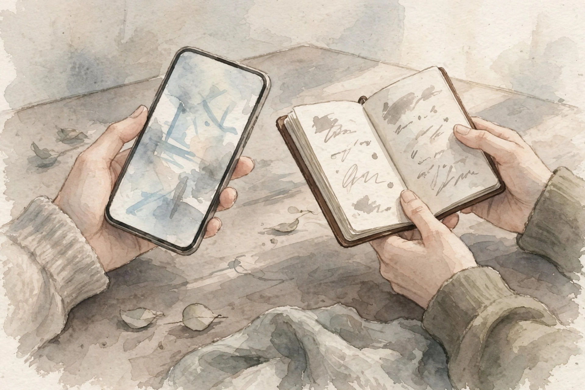 スマホと小さなメモを見比べて立替額を確認する二人の手元