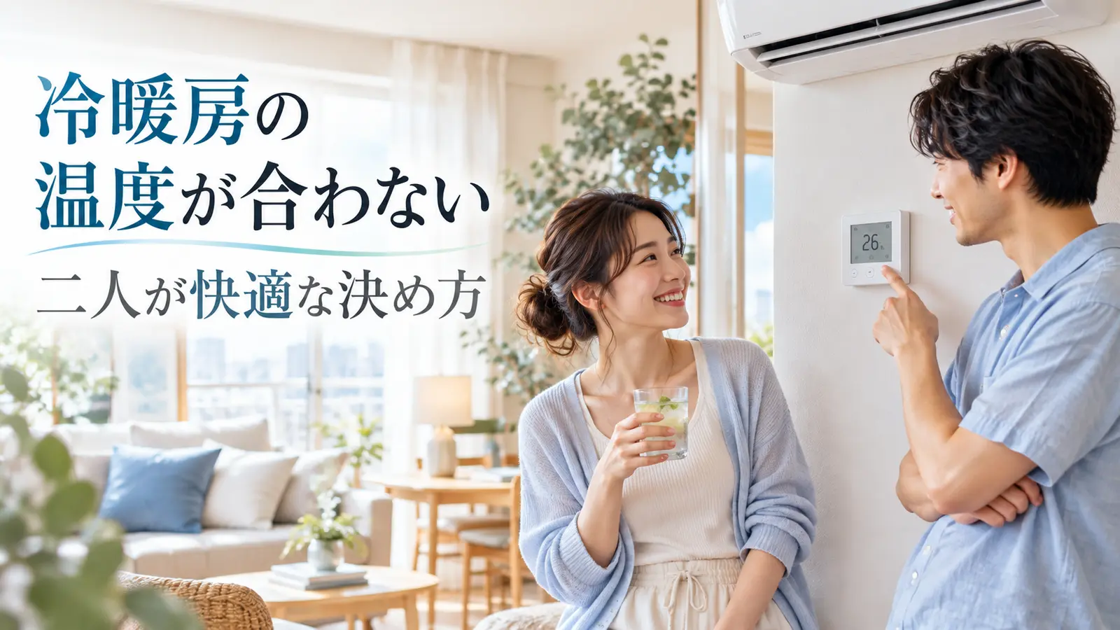 同棲中の男女が室温の好みを話し合う場面