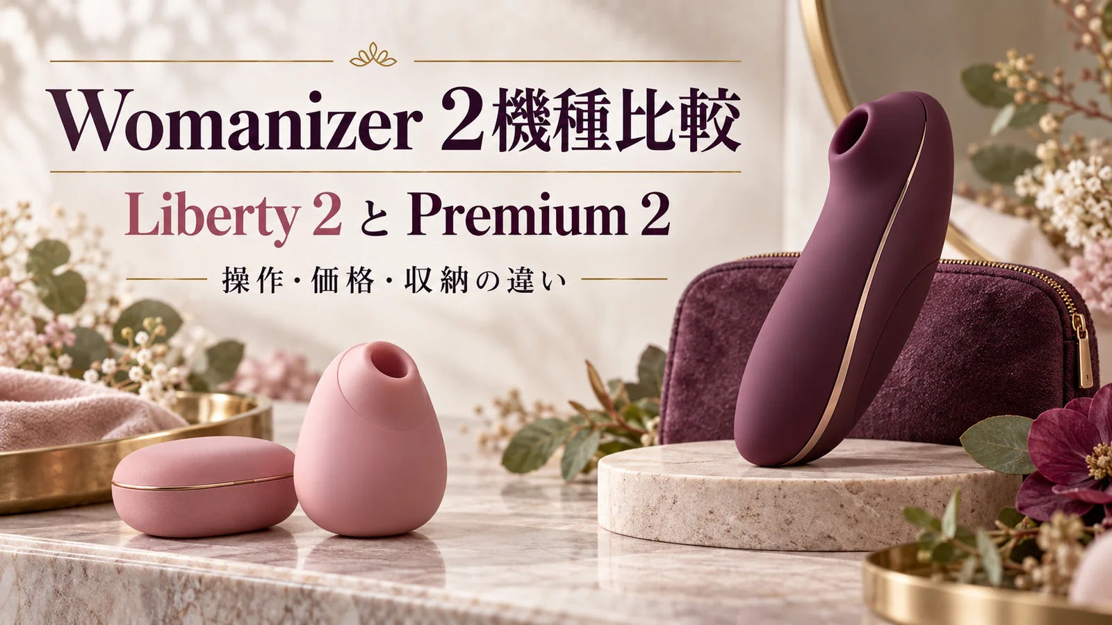 Liberty 2とPremium 2の価格や操作と収納を比較するための製品イメージを抽象化した写真